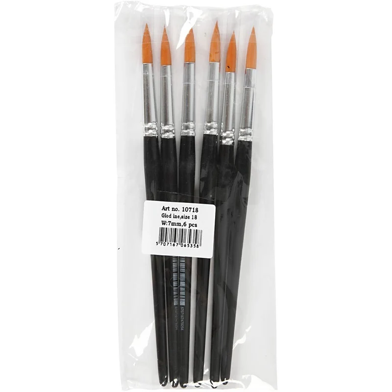Gold Line Pinsel, Nr. 18, L 20 cm, B 7 mm, rund, 6 Stk/ 1 Pck [HOB-10718]