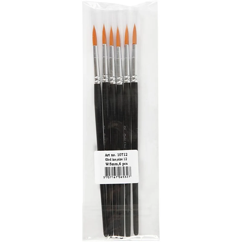 Gold Line Pinsel, Nr. 12, L 18,5 cm, B 5 mm, rund, 6 Stk/ 1 Pck [HOB-10712]