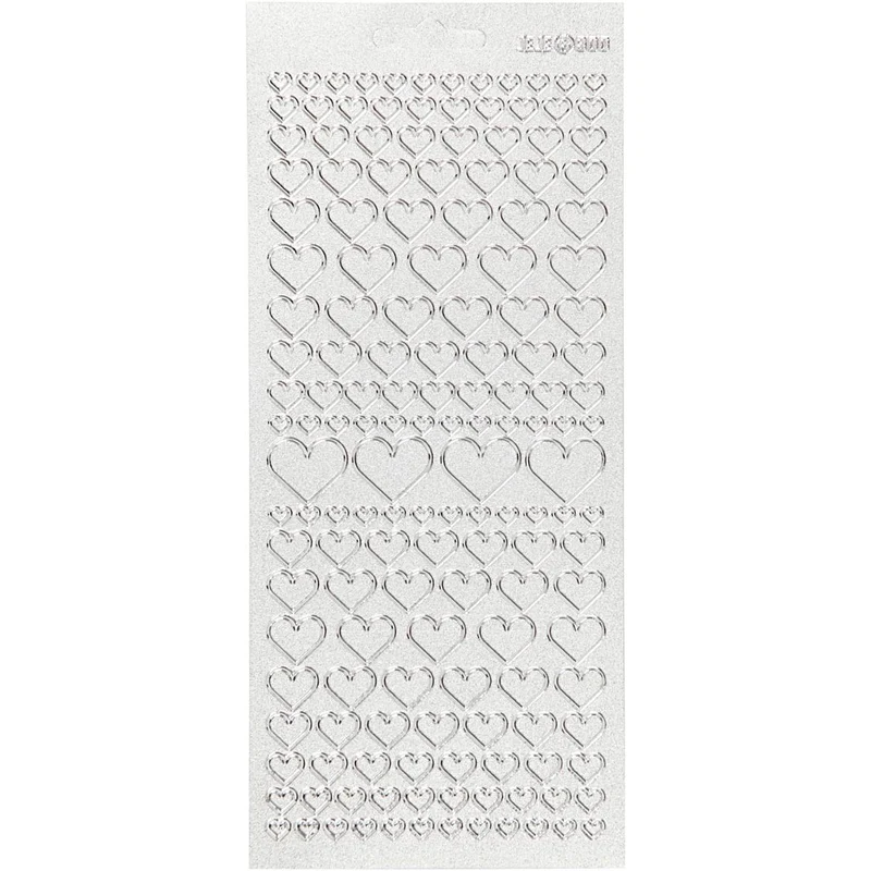 Sticker, Herzen, Blatt 10x23 cm, Silber, 1 Bl. [HOB-170046]