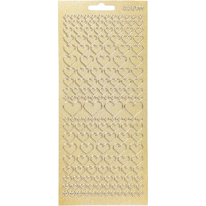 Sticker, Herzen, Blatt 10x23 cm, Gold, 1 Bl. [HOB-170045]