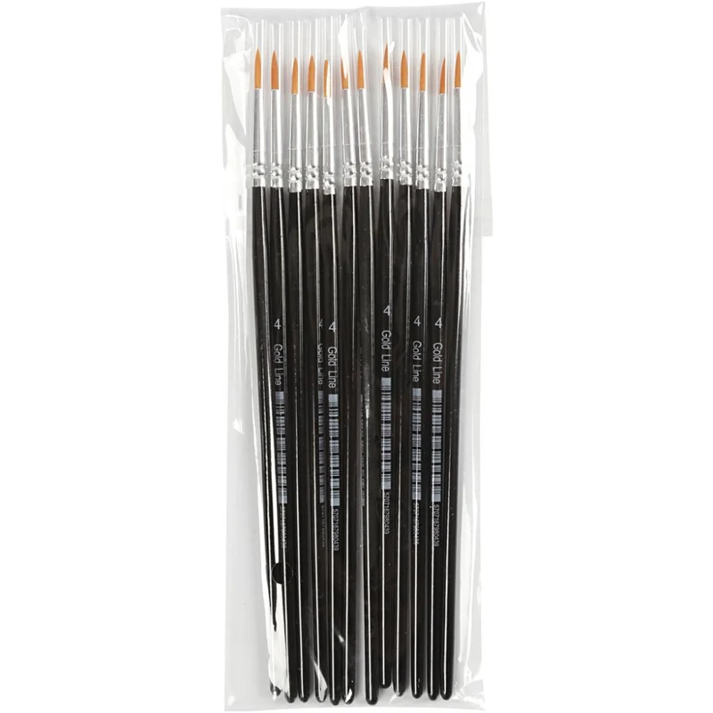 Gold Line Pinsel, Nr. 4, L 17 cm, B 2,5 mm, rund, 12 Stk/ 1 Pck [HOB-10704]