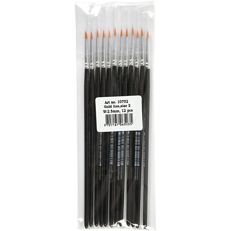 Gold Line Pinsel, Nr. 2, L 17 cm, B 2 mm, rund, 12 Stk/ 1 Pck [HOB-10702]