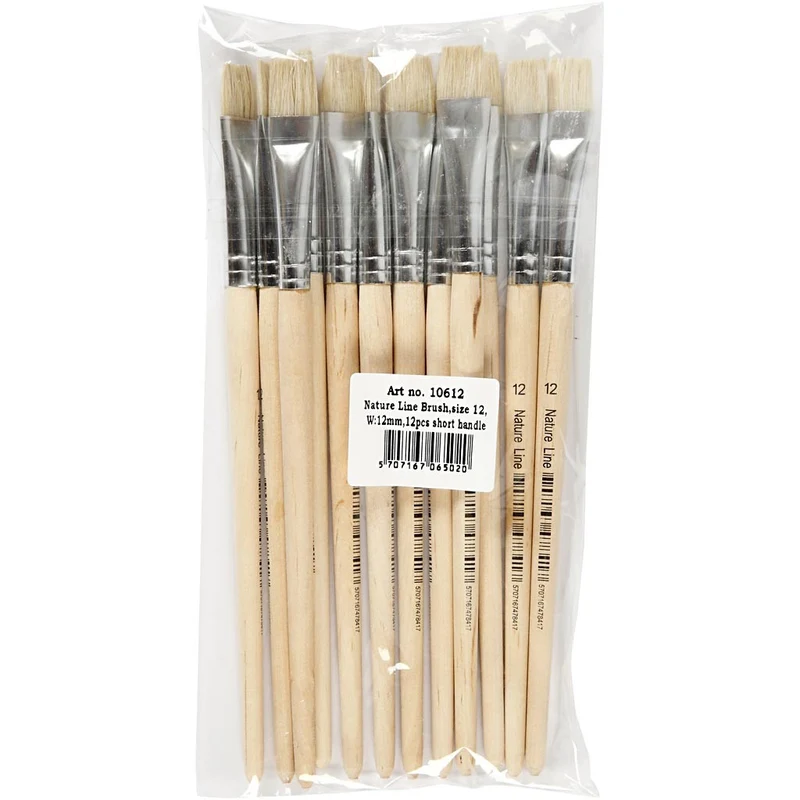 Nature Line Pinsel, Nr. 12, L 19 cm, B 11 mm, Flach, 12 Stk/ 1 Pck [HOB-10612]