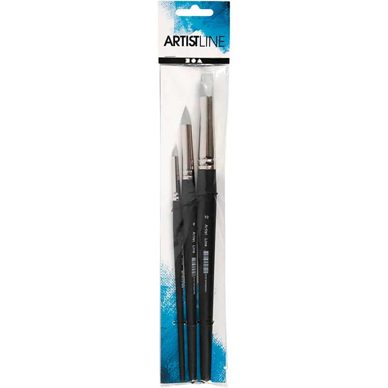 Artist Line Silikon-Pinsel, Nr. 2+6+10, L 19-25 cm, B 6+10+15 mm, Flach,rund, 3 Stk/ 1 Pck [HOB-100274]