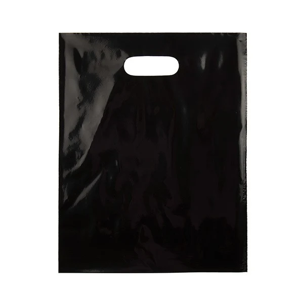 Polytragetaschen Schwarz 30.5x38.1cm PE 60 Mikron (100 Stück) [H1215BK1]