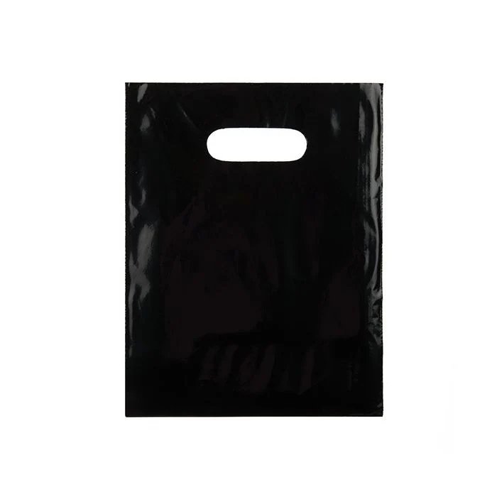 Polytragetaschen Schwarz 22,9x30,5cm 60 Mikron LDPE (100 Stück) [H912BK1]