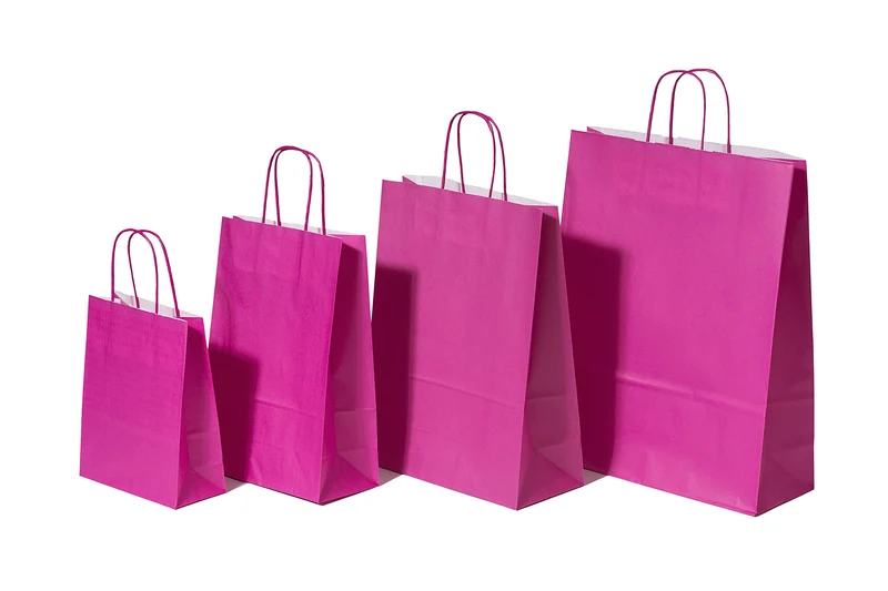 Papiertragetaschen Rosa 18x8x22cm Kraft 90g/m² (50 Stück) [PAM1822P]