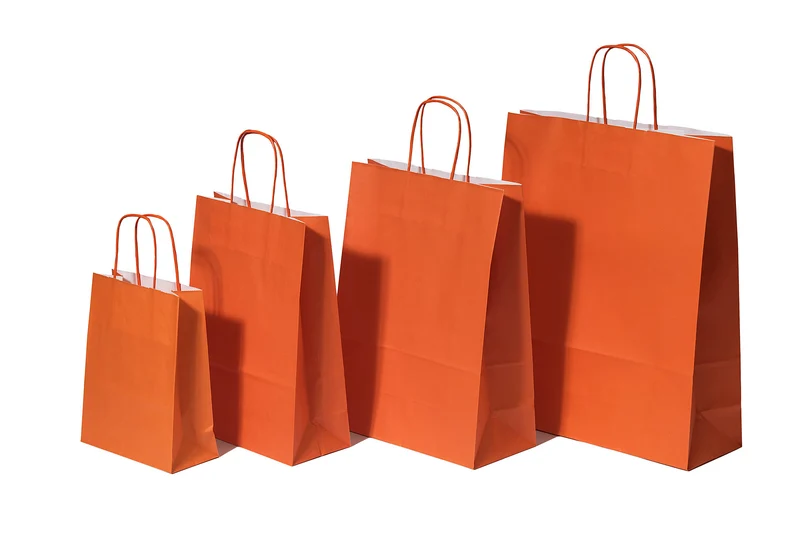 Papiertragetaschen Orange 18x8x22cm Kraft 90g/m² (50 Stück) [PAM1822OR]