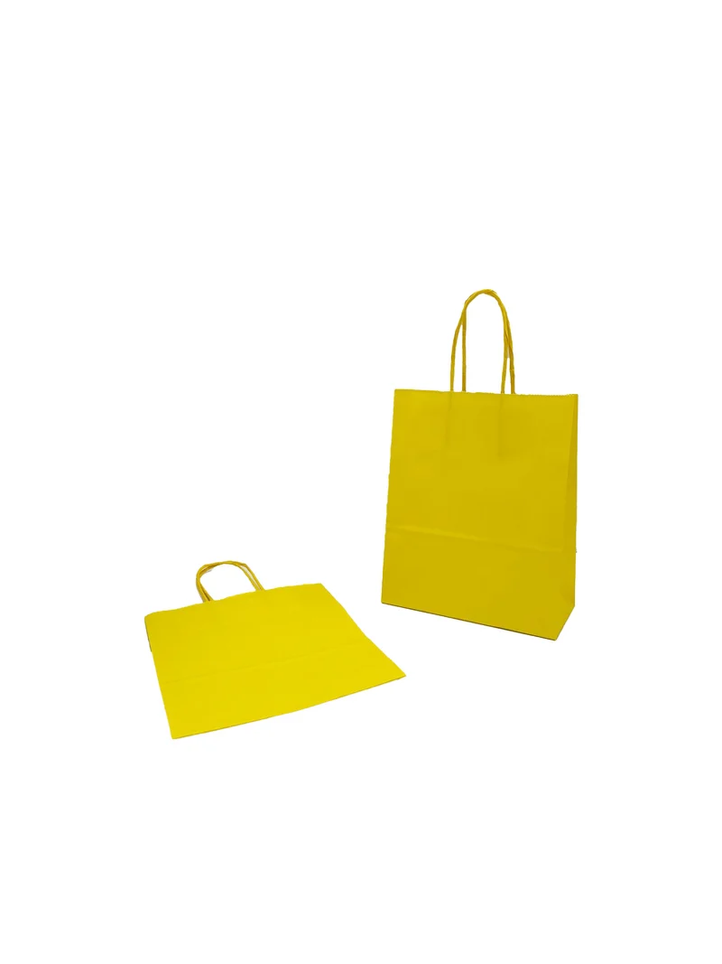 Papiertragetaschen Gelb 18x8x22cm Kraft 90g/m² (50 Stück) [PAM1822Y]