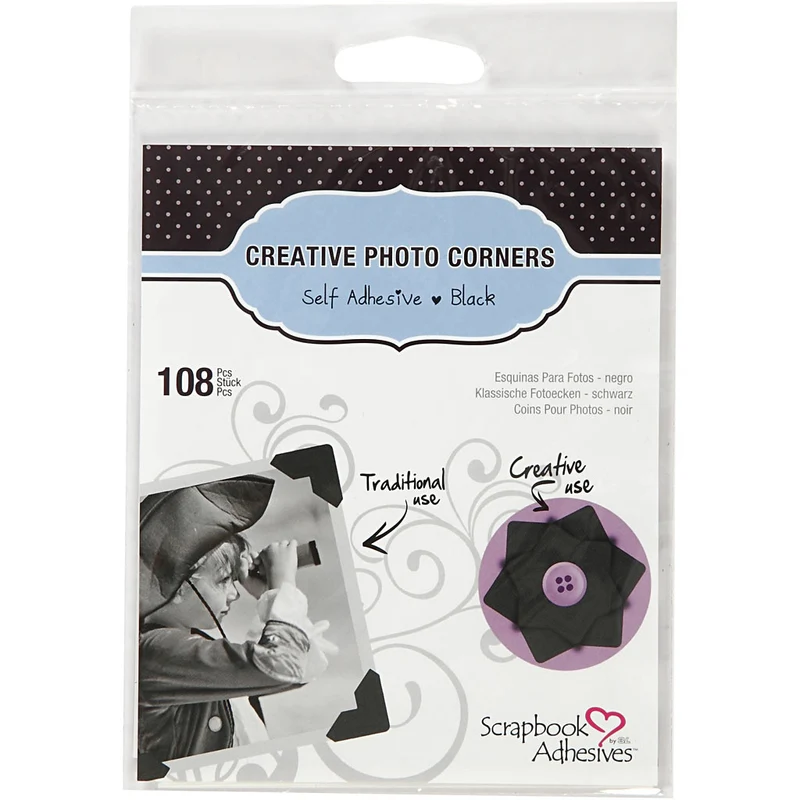 Fotoecken , B 10 mm, 110 g, Schwarz, 108 Stk/ 1 Pck [HOB-11598]