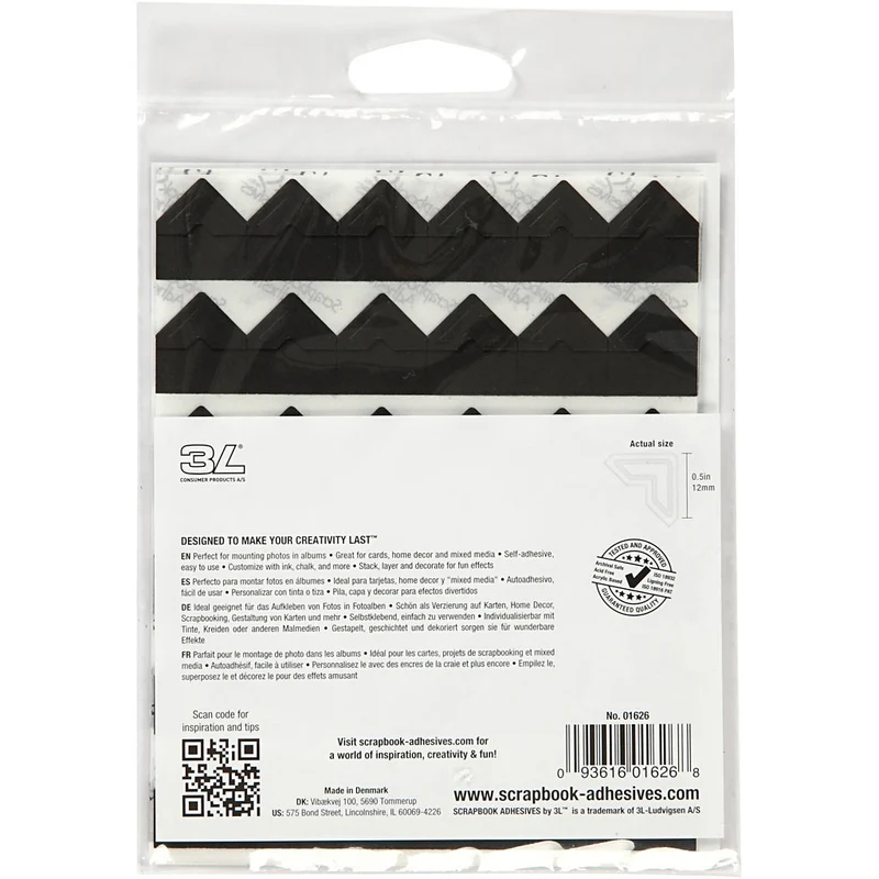 Fotoecken , B 10 mm, 110 g, Schwarz, 108 Stk/ 1 Pck [HOB-11598]