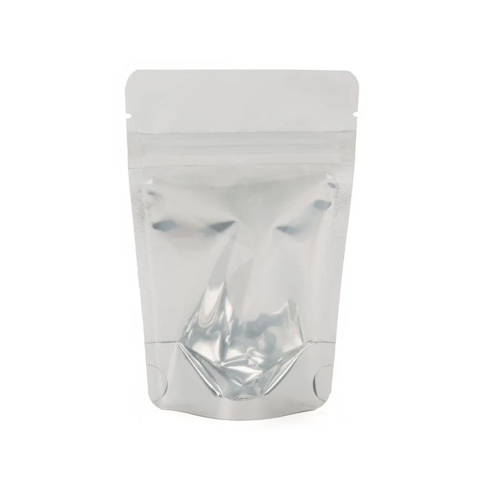 Standbodenbeutel Transparent/Weiß 13x8x20.5cm | 110 Gramm (100 Stück) [ZBGW3]