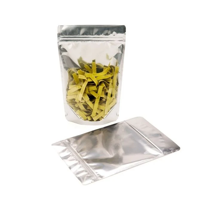 Standbodenbeutel Transparent/Weiß 10.2x6x15.2cm | 57 Gramm (100 Stück) [ZBGW2]