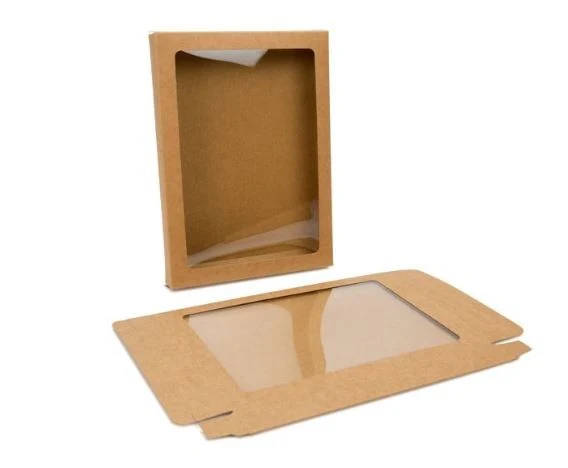 Pappschachteln Kraft Braun mit Fenster 13.7x2.2x18.7cm (25 Stück) [WKRG266]