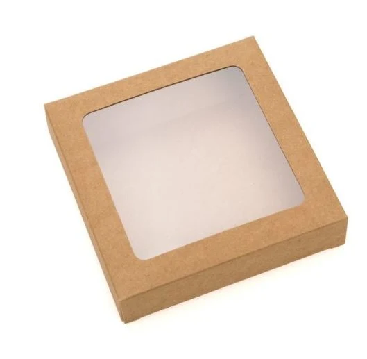 Pappschachteln Kraft Braun mit Fenster 10.5x2.2x10.5cm (25 Stück) [WKRG245]