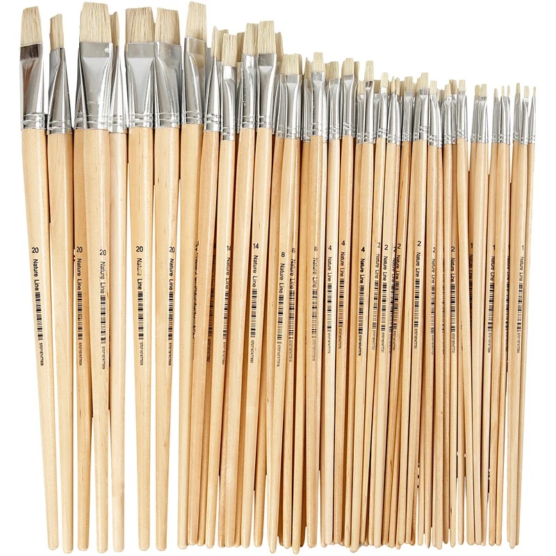Nature Line Pinsel, Nr. 1+2+4+8+14+20, L 27,5-33 cm, B 5-19 mm, Flach, 64 Stk/ 1 Pck [HOB-10549]