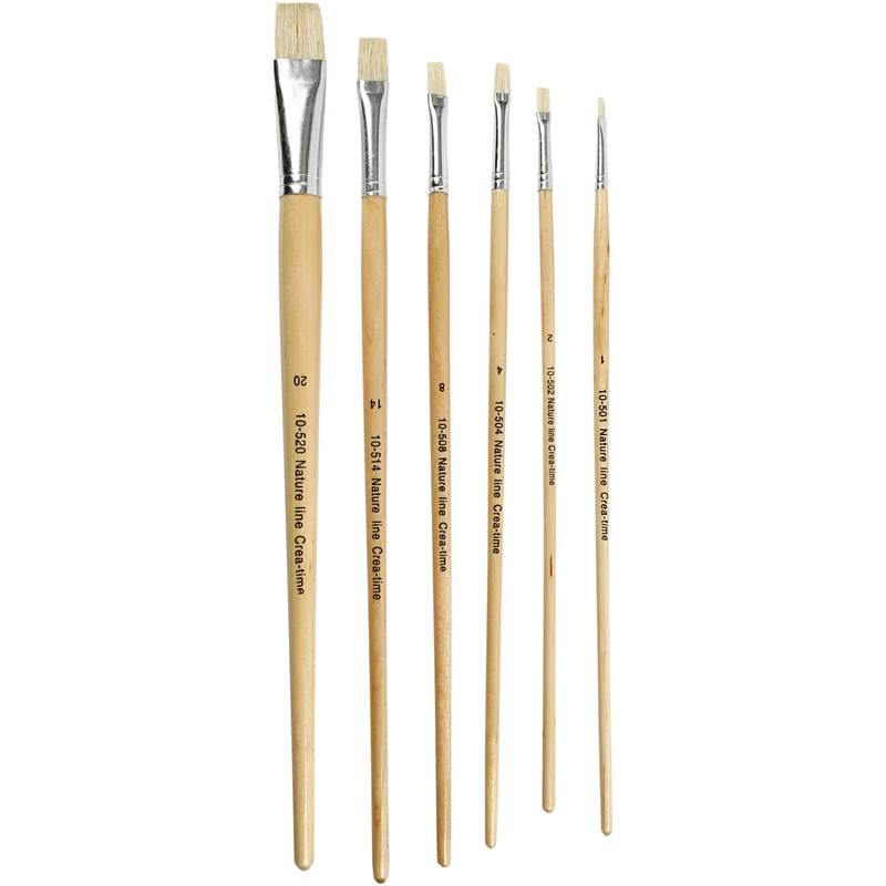 Nature Line Pinsel, Nr. 1+2+4+8+14+20, L 27,5-33 cm, B 5-19 mm, Flach, 64 Stk/ 1 Pck [HOB-10549]