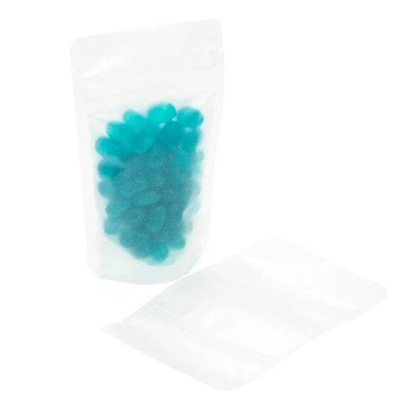 Standbodenbeutel Frostweiß 7.9x5.1x13cm | 28 Gramm (100 Stück) [ZBGF1]
