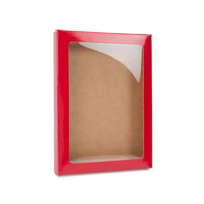 Pappschachteln mit Fenster Rot 9.5x1.5x13.2cm (25 Stück) [WGRG10]