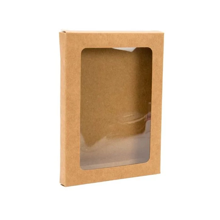 Pappschachteln Kraft Braun mit Fenster 12.5x1.5x16.8cm (25 Stück) [WKRG2]