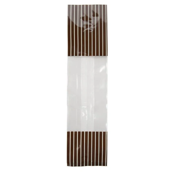 Bedruckte Beutel Braun mit Creme Streifen - 6.7x4.8x27.3cm mit Seitenfalten (100 Stück) [G2BNC]