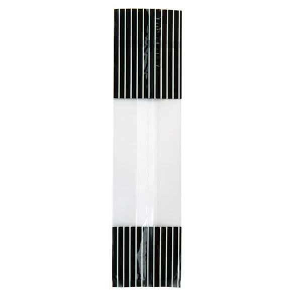 Bedruckte Beutel Schwarz mit Creme Streifen - 6.7x4.8x27.3cm mit Seitenfalten (100 Stück) [G2BKC]