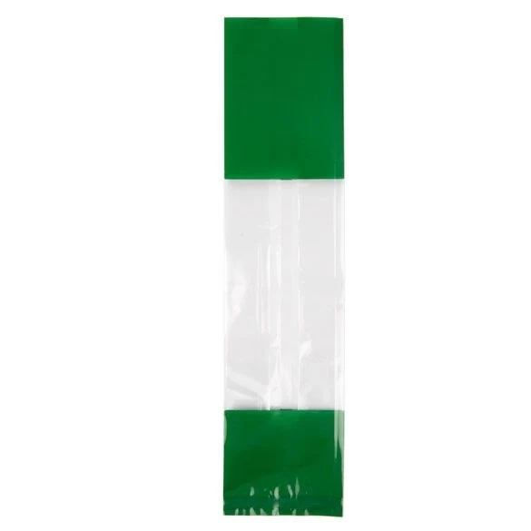 Bedruckte Beutel Grün - 6.7x4.8x27.3cm mit Seitenfalten (100 Stück) [G2GR]
