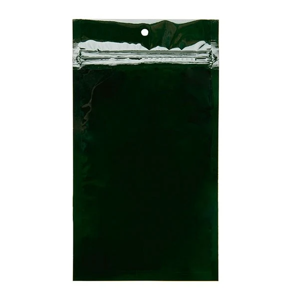 Druckverschlussbeutel Grün Metallisiert 12.5x21cm mit Aufhängeloch (100 Stück) [HZBB6HG]