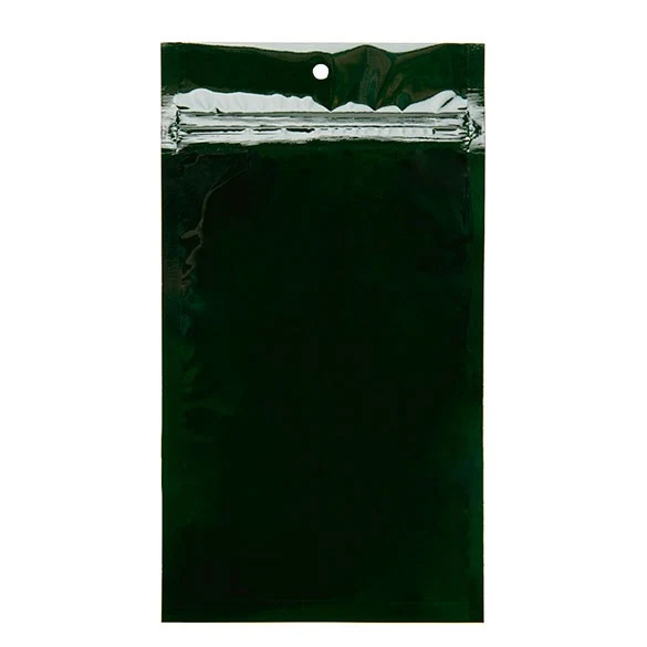 Druckverschlussbeutel Grün Metallisiert 12.5x21cm mit Aufhängeloch (100 Stück) [HZBB6HG]