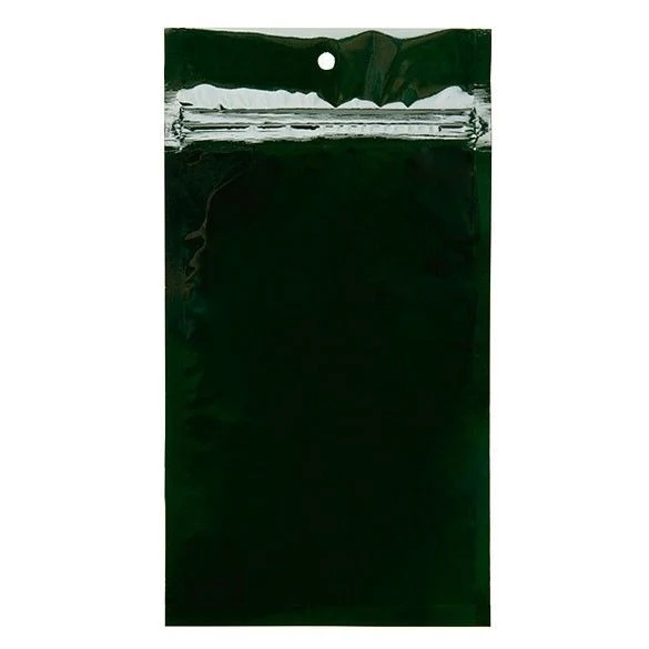 Druckverschlussbeutel Grün Metallisiert 10.2x16.5cm mit Aufhängeloch (100 Stück) [HZBB5HG]