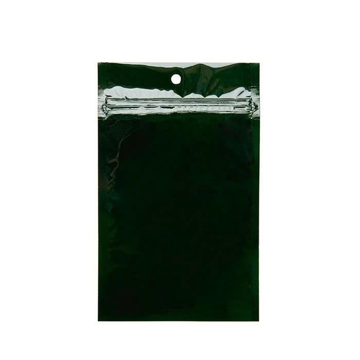 Druckverschlussbeutel Grün Metallisiert 9.2x12.7cm mit Aufhängeloch (100 Stück) [HZBB4HG]