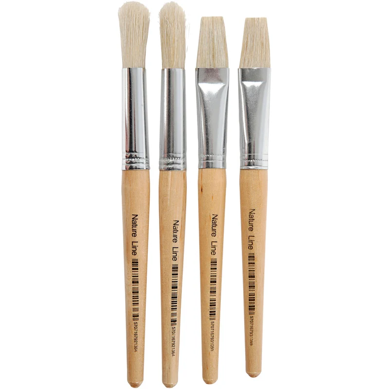 Pinsel für Kinder, Nr. 15, L 18,5+19,5 cm, B 11+17 mm, Flach,rund, 4 Stk/ 1 Pck [HOB-10347]