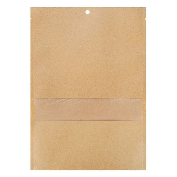 Kraftbeutel 11.2x15.7cm Braun mit Fenster | Heißsiegelfähig (100 Stück) [KHS46MW]