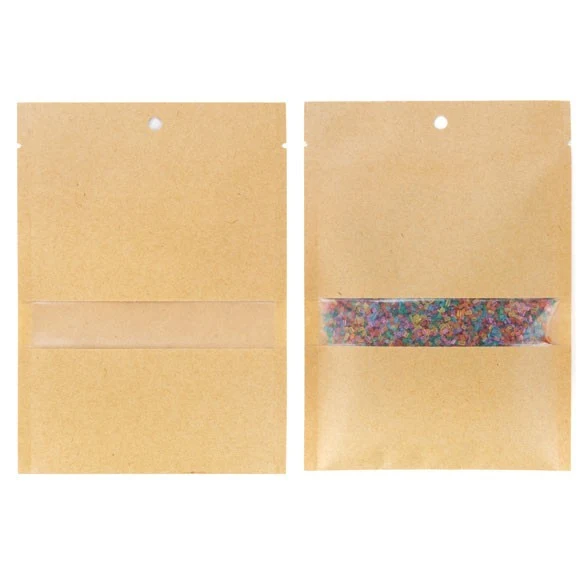 Kraftbeutel 11.2x15.7cm Braun mit Fenster | Heißsiegelfähig (100 Stück) [KHS46MW]