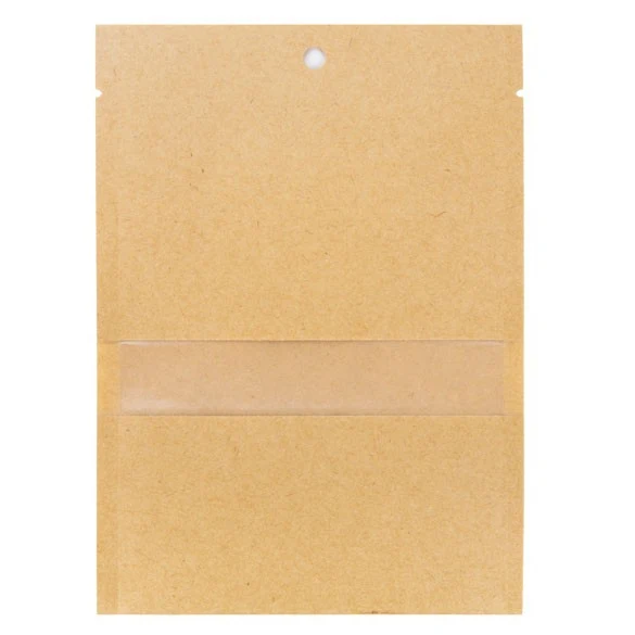 Kraftbeutel 11.2x15.7cm Braun mit Fenster | Heißsiegelfähig (100 Stück) [KHS46MW]