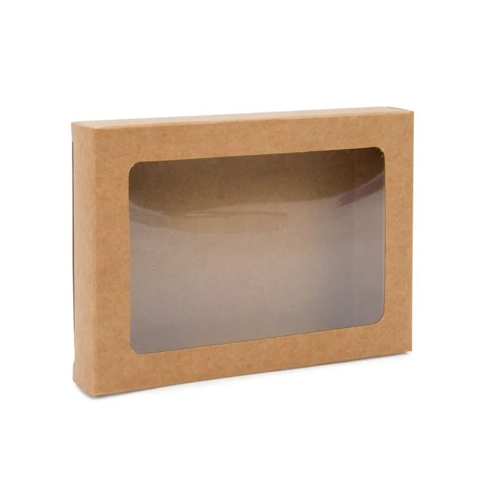 Pappschachteln Kraft Braun mit Fenster 9.5x1.3x13.2cm (25 Stück) [WKRG339]