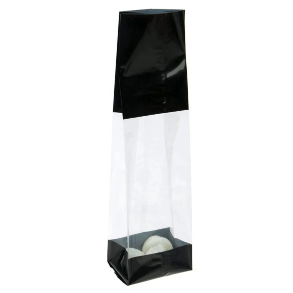 Bedruckte Beutel Schwarz - 6.7x4.8x27.3cm mit Seitenfalten (100 Stück) [G2BK]