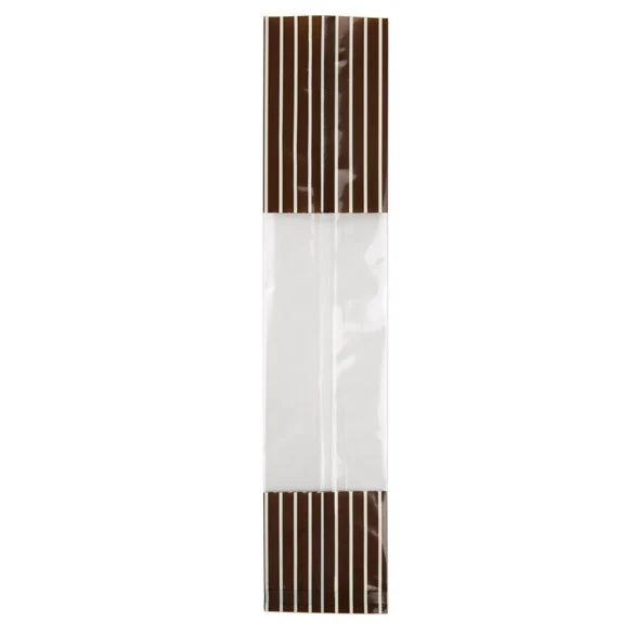 Bedruckte Beutel Braun mit Creme Streifen - 5.1x4.8x24.1cm mit Seitenfalten (100 Stück) [G1BNC]