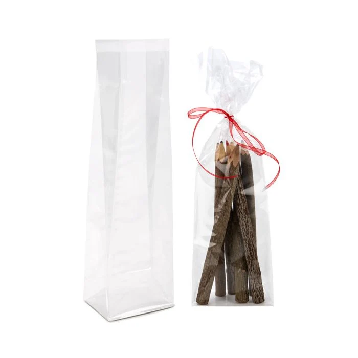 Blockbodenbeutel 8.9x5.7x30.5cm Transparent mit Bodenblatt (100 Stück) [FGPBH16]