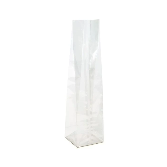 Blockbodenbeutel 6.4x5.1x24.8cm Transparent mit Bodenblatt (100 Stück) [FGPBH12]
