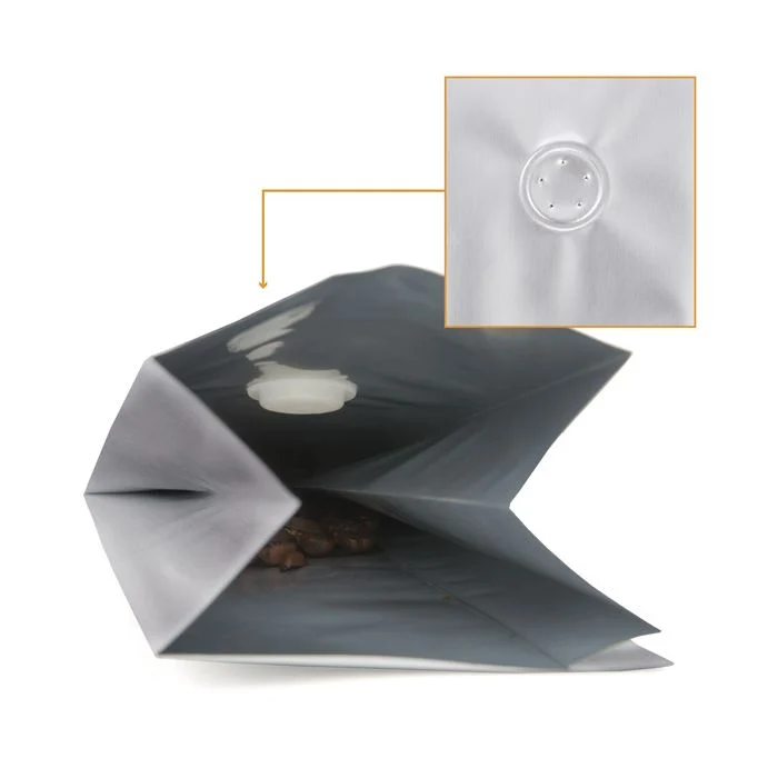 Kaffeebeutel Silber mit Ventil 8.5x6.5x33cm | 450 Gramm (50 Stück) [SGC2S]