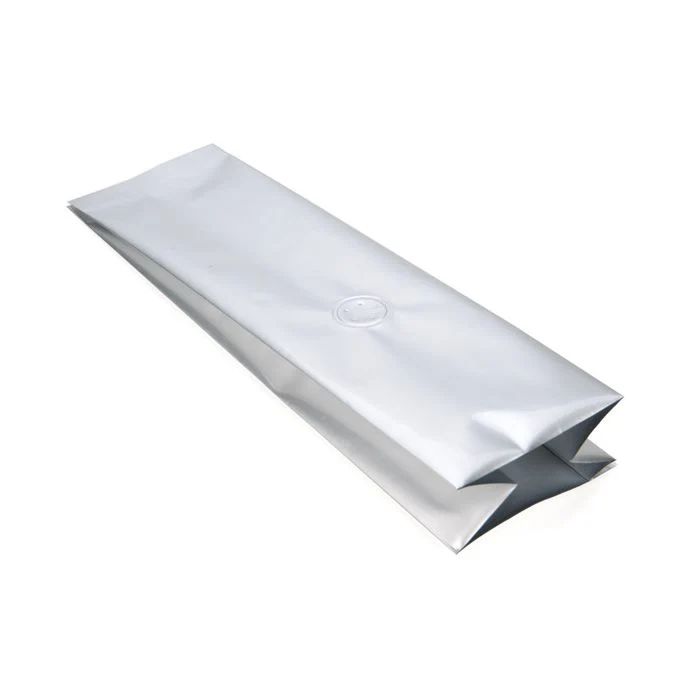 Kaffeebeutel Silber mit Ventil 8x6x26cm | 285 Gramm (50 Stück) [SGC1S]