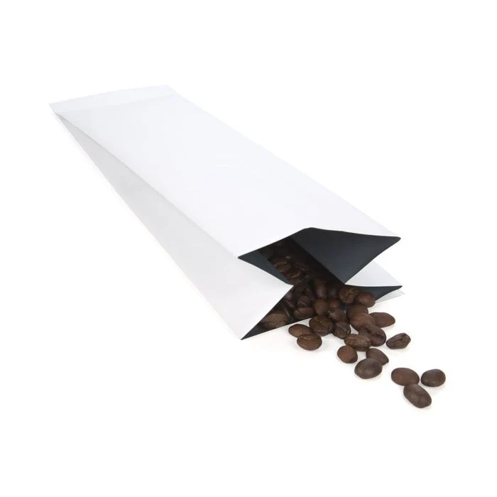 Kaffeebeutel Mattweiß mit Ventil 8.5x6.5x33cm | 450 Gramm (50 Stück) [SGC2WM]