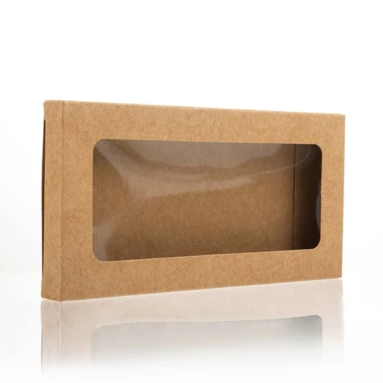 Pappschachteln Kraft Braun mit Fenster 7x1.4x13.8cm (25 Stück) [WKRG273]