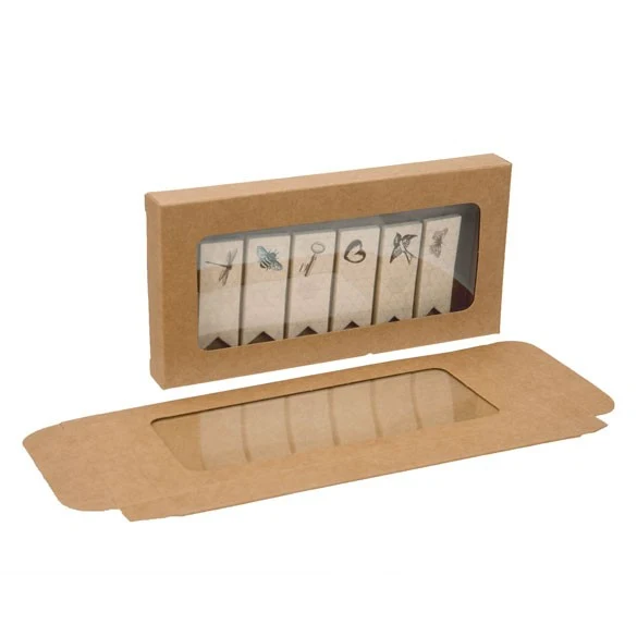 Pappschachteln Kraft Braun mit Fenster 7x1.4x13.8cm (25 Stück) [WKRG273]
