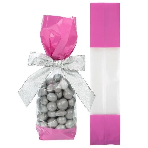 Bedruckte Beutel Rosa - 5.1x4.8x24.1cm mit Seitenfalten (100 Stück) [G1PK]