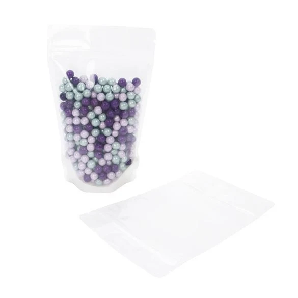 Standbodenbeutel Reispapier Transparent/Weiß 13x7.9x20.6cm | 110 Gramm (100 Stück) [ZBGR3WC]