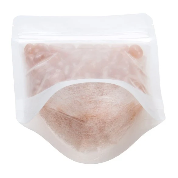 Standbodenbeutel Reispapier Transparent/Weiß 11.9x7.6x18.4cm | 110 Gramm (100 Stück) [ZBGR46WC]