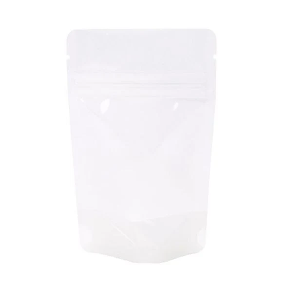 Standbodenbeutel Reispapier Transparent/Weiß 8x5x13cm | 28 Gramm (100 Stück) [ZBGR1WC]