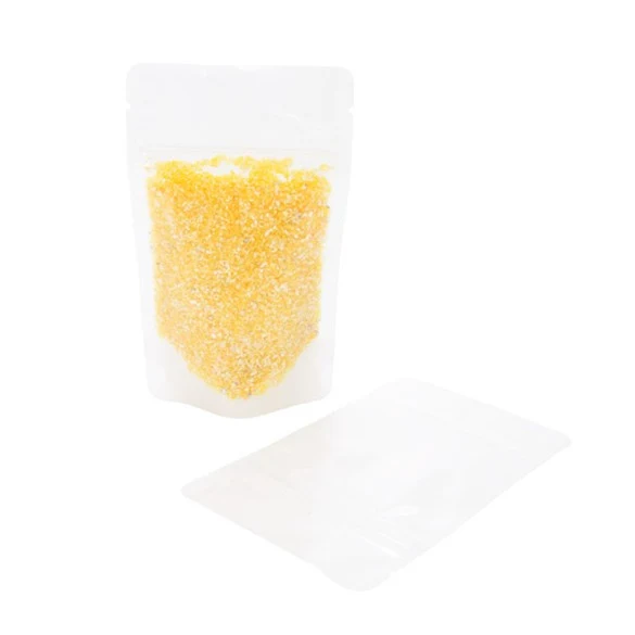 Standbodenbeutel Reispapier Transparent/Weiß 8x5x13cm | 28 Gramm (100 Stück) [ZBGR1WC]